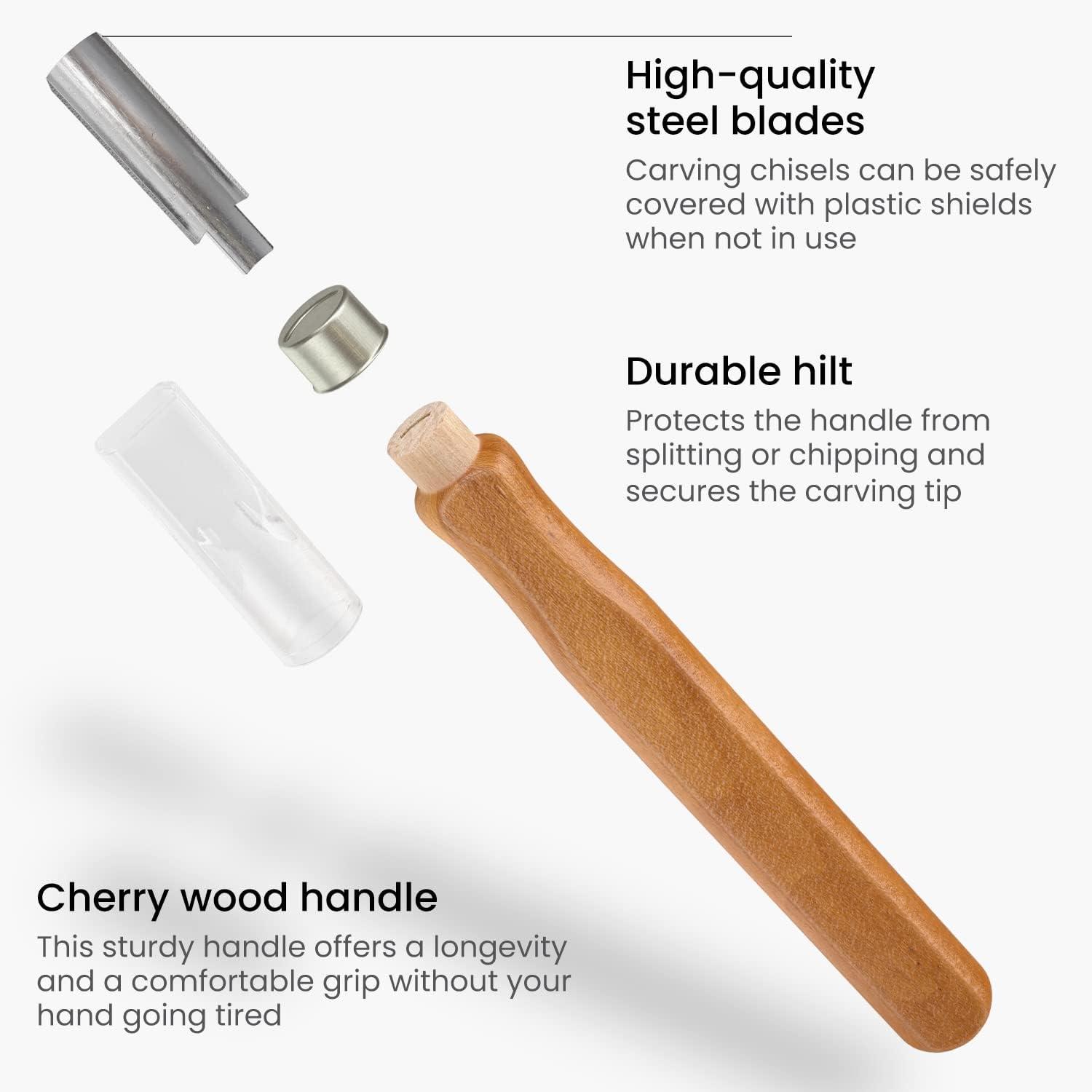 imageArteza Wood Carving Tools Kit 12 Cherry Wood Carving Tools with Steel Nozzles Craft Supplies for DIY Projects