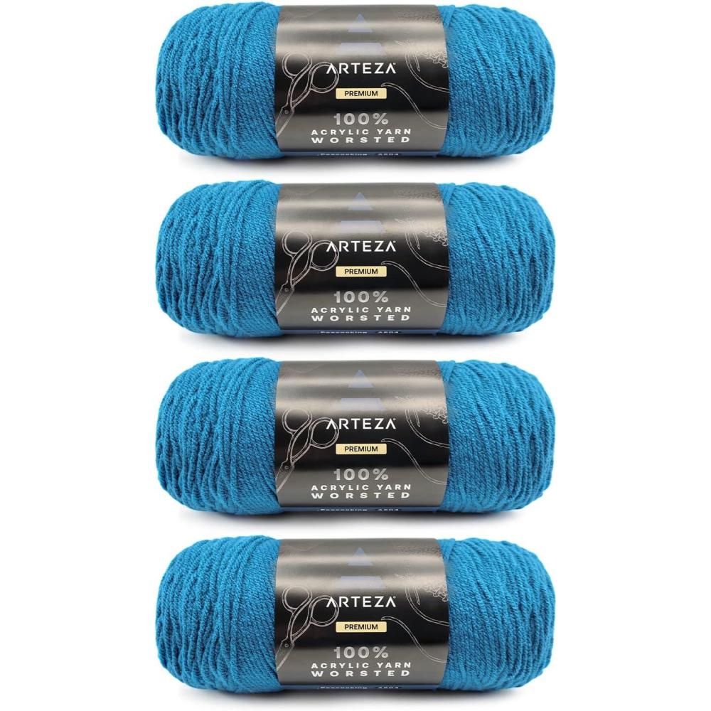 imageARTEZA Acrylic Yarn for Crocheting 4 x 200g Skeins of Worsted Yarn for Knitting Mossy A602 Knitting ampamp Crochet SuppliesPeacocking