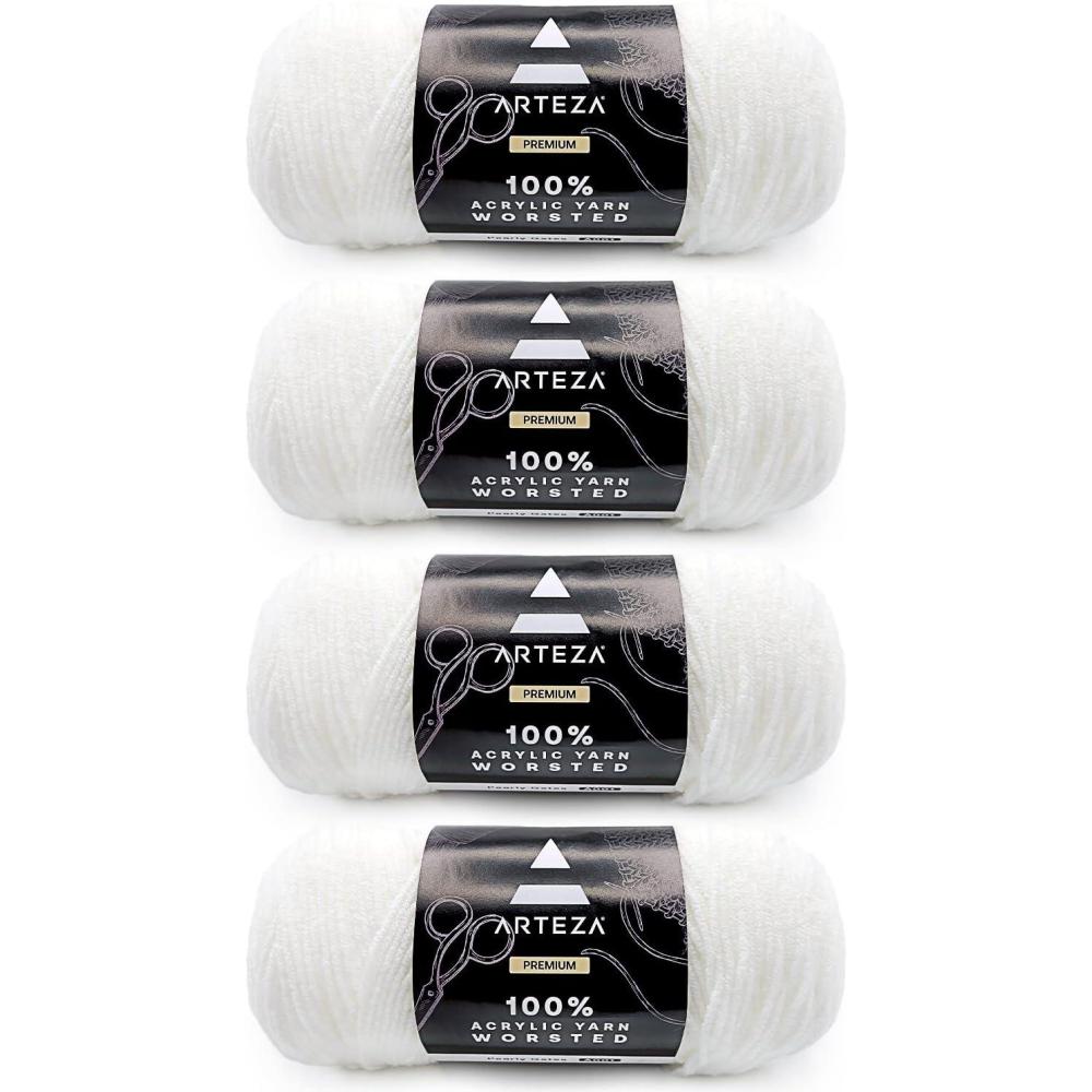 imageARTEZA Acrylic Yarn for Crocheting 4 x 200g Skeins of Worsted Yarn for Knitting Mossy A602 Knitting ampamp Crochet SuppliesPearly Gates