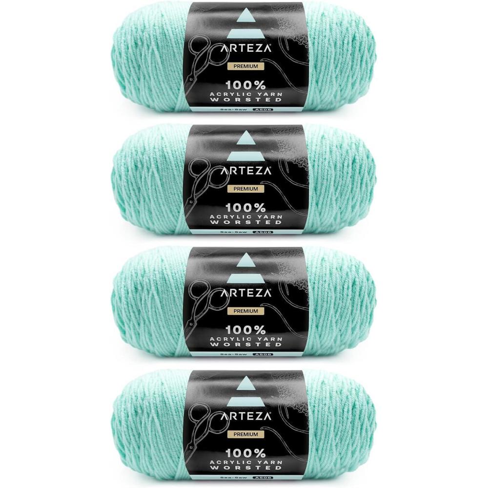 imageARTEZA Acrylic Yarn for Crocheting 4 x 200g Skeins of Worsted Yarn for Knitting Mossy A602 Knitting ampamp Crochet SuppliesSeaSaw