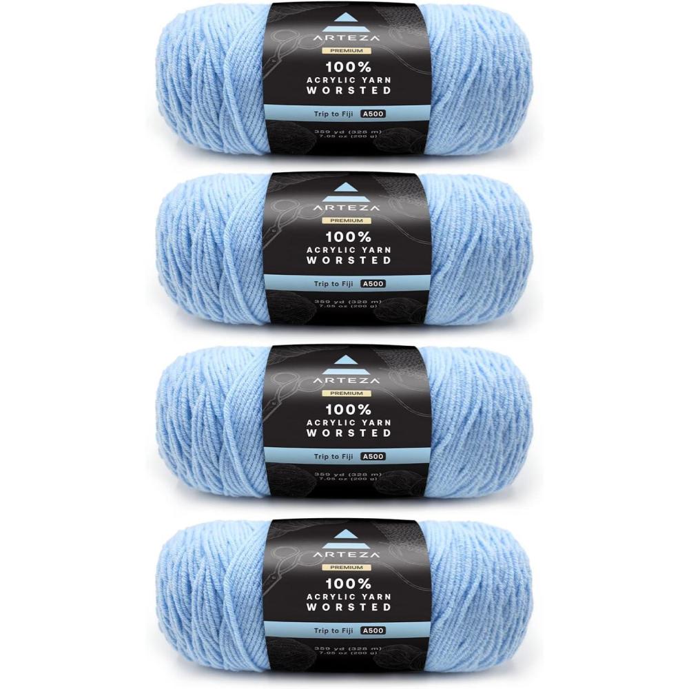 imageARTEZA Acrylic Yarn for Crocheting 4 x 200g Skeins of Worsted Yarn for Knitting Mossy A602 Knitting ampamp Crochet SuppliesTrip to Fiji