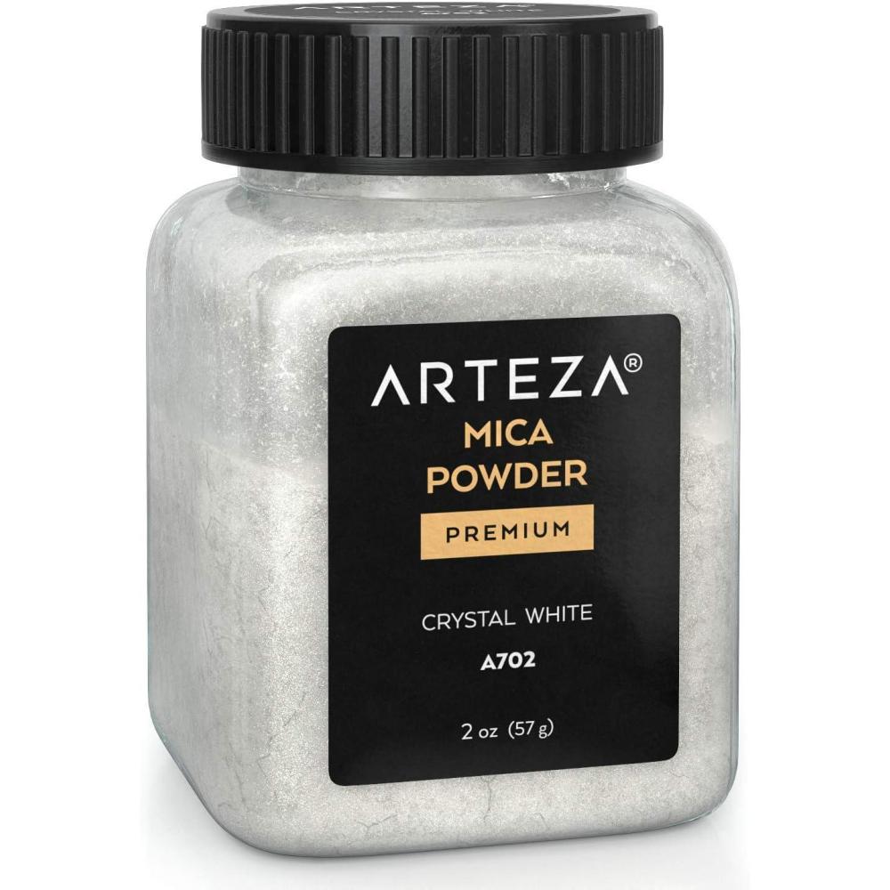 imageARTEZA Mica Powder for Epoxy Resin Set of 60 Assorted Colors 018 oz Bottles Mica Powder for Candle Making and DIY CraftsCrystal White A702