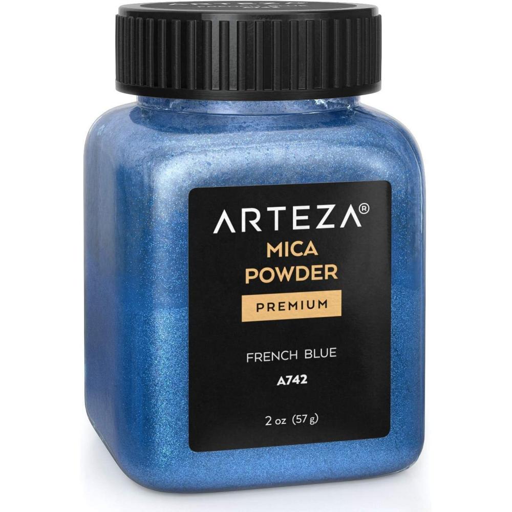 imageARTEZA Mica Powder for Epoxy Resin Set of 60 Assorted Colors 018 oz Bottles Mica Powder for Candle Making and DIY CraftsFrench Blue A742