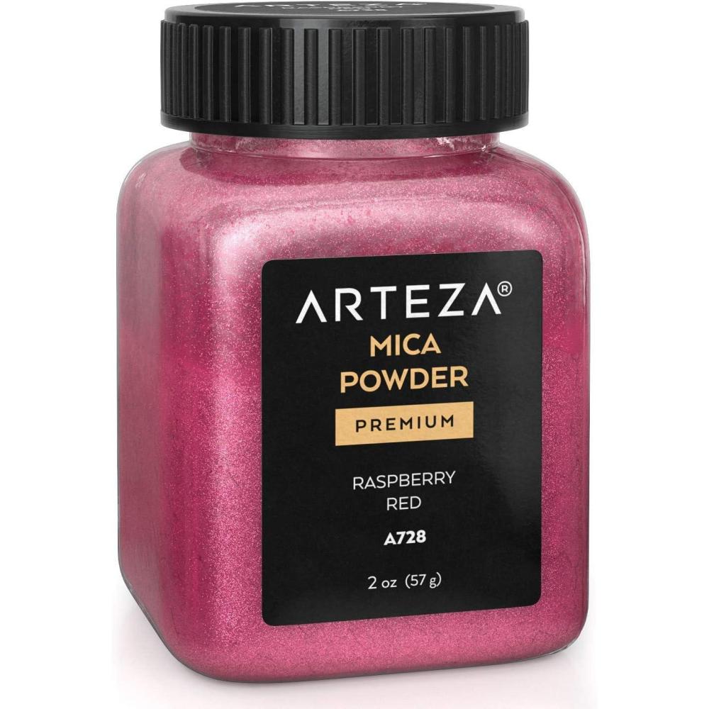 imageARTEZA Mica Powder for Epoxy Resin Set of 60 Assorted Colors 018 oz Bottles Mica Powder for Candle Making and DIY CraftsRaspberry Red A728