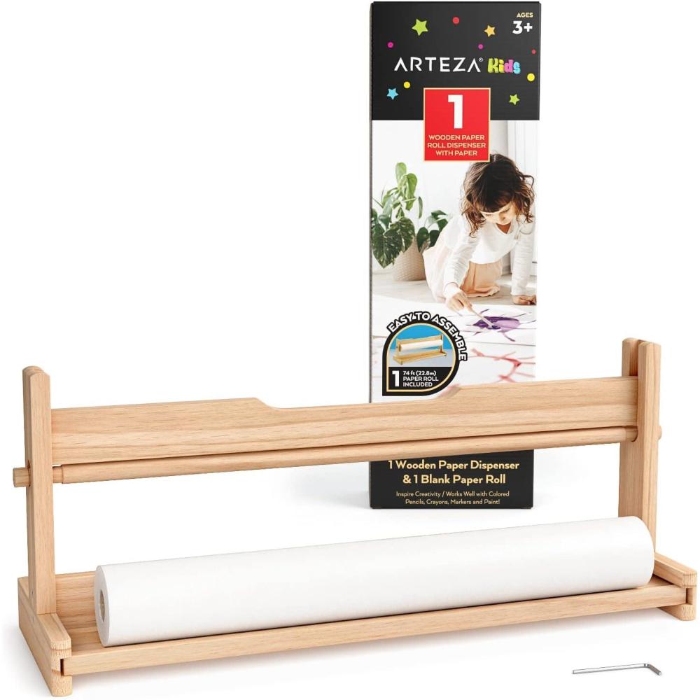 imageArteza Kids Drawing Paper Roll Refill 2Pack 165 Inches x 748 Feet White 47lb Roll Dispenser Paper Art Supplies for the Classroom Learning Centers and Activity CornersPaper Roll Dispenser