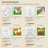 ARTEZA Animal-Themed Painting Set for Kids, 4 Pre-Sized 8×8 Inch Canvases, 24 Vibrant Acrylic Colors, 4 Brushes & Palettes, Creative Art Activities for Ages 6+(Animals)
