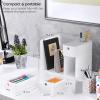 ARTEZA Desktop Storage Rack with Divider – 3 Drawers for Art and Office Supplies, Pencil Holder Organizer for Desk, 11.57 x 8.43 x 8.5 in, Cool Gray(3 Drawers White)