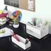 ARTEZA Desktop Storage Rack with Divider – 3 Drawers for Art and Office Supplies, Pencil Holder Organizer for Desk, 11.57 x 8.43 x 8.5 in, Cool Gray(4-Compartment & 1 Drawer)