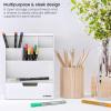 ARTEZA Desktop Storage Rack with Divider – 3 Drawers for Art and Office Supplies, Pencil Holder Organizer for Desk, 11.57 x 8.43 x 8.5 in, Cool Gray(6-Compartment White)