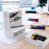ARTEZA Desktop Storage Rack with Divider – 3 Drawers for Art and Office Supplies, Pencil Holder Organizer for Desk, 11.57 x 8.43 x 8.5 in, Cool Gray(6-Compartment White)