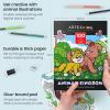 ARTEZA Kids Coloring Book and Colored Pencils Kit, 8.5×11 Inches, Sea Creature Illustrations, 50 Double-Sided Coloring Sheets, 100-lb Paper(Animal)