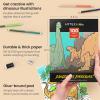 ARTEZA Kids Coloring Book and Colored Pencils Kit, 8.5×11 Inches, Sea Creature Illustrations, 50 Double-Sided Coloring Sheets, 100-lb Paper(Dinosaurs)