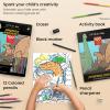 ARTEZA Kids Coloring Book and Colored Pencils Kit, 8.5×11 Inches, Sea Creature Illustrations, 50 Double-Sided Coloring Sheets, 100-lb Paper(Dinosaurs)