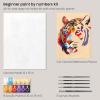 ARTEZA Paint by Numbers Kit, 12×16 Inches, 21 Pieces, Monstera Canvas Painting Kit, Canvas Panel, 12 Acrylic Paint Pots, 5 Paintbrushes, Art Supplies for a Meditative and Calming(Tiger)