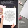 ARTEZA Paint by Numbers Kit, 12×16 Inches, 21 Pieces, Monstera Canvas Painting Kit, Canvas Panel, 12 Acrylic Paint Pots, 5 Paintbrushes, Art Supplies for a Meditative and Calming(Mandala)