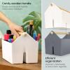 ARTEZA Plastic Portable Craft Storage Organizer, Pack of 2, Gray and Ivory, 3-Sectioned Plastic Basket with Handle, Caddy Organizer(Pack of 2)