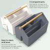 ARTEZA Plastic Portable Craft Storage Organizer, Pack of 2, Gray and Ivory, 3-Sectioned Plastic Basket with Handle, Caddy Organizer(Pack of 4)