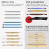 ARTEZA Pottery & Polymer Clay Tools, 22-Piece Sculpting Set with Steel Tips and Wooden Handles, Craft Kit for Pottery Modeling and Carving(Set of 22)