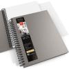 ARTEZA Watercolor Sketchbook, 2-Pack, 64 Pages Each, 9 x 12 Inches, Brown Hardcover, 140-Pound Spiral-Bound Paper(Gray)