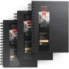 ARTEZA Watercolor Sketchbook 2-Pack, 9×12 Inches – 64 Pages Each, Spiral-Bound 140 lb Cold Press Paper, Gray Hardcover Journal for Mixed Media(Black)