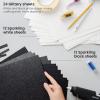 Arteza Glitter Paper, 24 Sheets, 12 x 12 Inches, Gold and Silver Scrapbook Paper, Arts and Crafts Supplies for Holiday Decor, Decoupage, and DIY Projects(White & Black)
