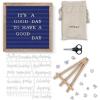 Arteza Gray Felt Letter Board Set, 10×10 Inches, With 526 Changeable Letters, 164 Symbols, 33 Cursive Words, Wooden Stand, Scissors & Storage Bag, Message Board for Signs, Decor & Menus(Blue)