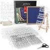 Arteza Gray Felt Letter Board Set, 10×10 Inches, With 526 Changeable Letters, 164 Symbols, 33 Cursive Words, Wooden Stand, Scissors & Storage Bag, Message Board for Signs, Decor & Menus(Blue)