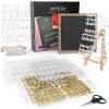 Arteza Gray Felt Letter Board Set, 10×10 Inches, With 526 Changeable Letters, 164 Symbols, 33 Cursive Words, Wooden Stand, Scissors & Storage Bag, Message Board for Signs, Decor & Menus(Gray)