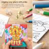 Arteza Kids Fantasy Coloring Kit, 3 Canvases 4 x 4 Inches, 10 Markers, 16 Watercolor Pencils, 1 Paint Brush, 1 Sharpener, Art Set for Kids Activities(Animals)