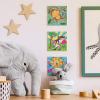Arteza Kids Fantasy Coloring Kit, 3 Canvases 4 x 4 Inches, 10 Markers, 16 Watercolor Pencils, 1 Paint Brush, 1 Sharpener, Art Set for Kids Activities(Animals)