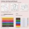 Arteza Kids Fantasy Coloring Kit, 3 Canvases 4 x 4 Inches, 10 Markers, 16 Watercolor Pencils, 1 Paint Brush, 1 Sharpener, Art Set for Kids Activities(Fantasy)