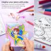 Arteza Kids Fantasy Coloring Kit, 3 Canvases 4 x 4 Inches, 10 Markers, 16 Watercolor Pencils, 1 Paint Brush, 1 Sharpener, Art Set for Kids Activities(Fantasy)