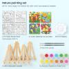 Arteza Kids Nature Painting Kit, 4 Canvases 3 x 3 Inches, 4 Easels, 12 Acrylic Paints, 2 Paint Brushes, 1 Palette, Kids Activities for Ages 6 and Up(Nature)