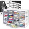 ARTEZA 20 Drawer Organizer and Storage Cabinet – Clear Plastic, Stackable Drawers for Makeup, Crafts, Sewing, Office Supplies, Small Parts & Tools(16 Cabinet)