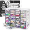 ARTEZA 20 Drawer Organizer and Storage Cabinet – Clear Plastic, Stackable Drawers for Makeup, Crafts, Sewing, Office Supplies, Small Parts & Tools(20 Cabinet)