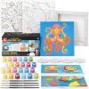 ARTEZA Animal-Themed Painting Set for Kids, 4 Pre-Sized 8×8 Inch Canvases, 24 Vibrant Acrylic Colors, 4 Brushes & Palettes, Creative Art Activities for Ages 6+(Ocean Scenes)
