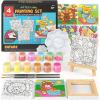 ARTEZA Animal-Themed Painting Set for Kids, 4 Pre-Sized 8×8 Inch Canvases, 24 Vibrant Acrylic Colors, 4 Brushes & Palettes, Creative Art Activities for Ages 6+(Nature)
