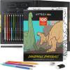 ARTEZA Kids Coloring Book and Colored Pencils Kit, 8.5×11 Inches, Sea Creature Illustrations, 50 Double-Sided Coloring Sheets, 100-lb Paper(Dinosaurs)