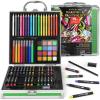 ARTEZA Kids Painting & Drawing Kit, 75-Piece Bundle, 18 Mini Colored Pencils, 16 Watercolor Paints, 14 Oil Pastels, 14 Crayons(Green)