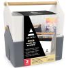 ARTEZA Plastic Portable Craft Storage Organizer, Pack of 2, Gray and Ivory, 3-Sectioned Plastic Basket with Handle, Caddy Organizer(Pack of 2)