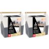 ARTEZA Plastic Portable Craft Storage Organizer, Pack of 2, Gray and Ivory, 3-Sectioned Plastic Basket with Handle, Caddy Organizer(Pack of 4)
