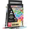 imageARTEZA Watercolor Paint Pens 24 Watercolor Brush Pens with Flexible Nylon Brush Tips Paint Markers for Artists and BeginnersAssorted Tones