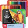 ARTEZA Watercolor Pencils Set of 72 Water-Soluble Colored Pencils for Blending, Layering, Painting, Lightfast Pigments with Soft Cores in Tin Case, Art Supplies for Adults, Artists, Holiday Gift Set(48)