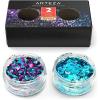 Arteza Chunky Glitter, Set of 2 Colors, 5 g Jars, Holographic Glitter in Mermaid Rain and Electra Tones, Art Supplies for DIY Craft Projects