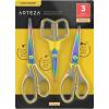 Arteza Craft Scissors, Set of 3, 8-Inch Scissors with Different Blades, Titanium Nonstick Stainless Steel Blades, Craft Supplies for Scrapbooking, Building Models, and Cutting Felt Designs(Fabric)