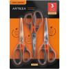 Arteza Craft Scissors, Set of 3, 8-Inch Scissors with Different Blades, Titanium Nonstick Stainless Steel Blades, Craft Supplies for Scrapbooking, Building Models, and Cutting Felt Designs(Craft)