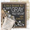 Arteza Gray Felt Letter Board Set, 10×10 Inches, With 526 Changeable Letters, 164 Symbols, 33 Cursive Words, Wooden Stand, Scissors & Storage Bag, Message Board for Signs, Decor & Menus(Gray)