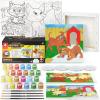 Arteza Kids Nature Painting Kit, 4 Canvases 3 x 3 Inches, 4 Easels, 12 Acrylic Paints, 2 Paint Brushes, 1 Palette, Kids Activities for Ages 6 and Up(Animals)