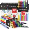 imageArteza Kids Toddler Crayons Bulk 216 Count 6 Packs of 36 Vivid Wax Colors Regular Size1 Count Pack of 216