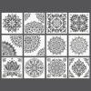 Arteza Stencils for Painting, 12 Unique Holiday Designs, 15.9 x 13.78 Inches, Thick Plastic Holiday Stencils, Art Supplies for Christmas Parties, Family Activities(Mandala Stencils)